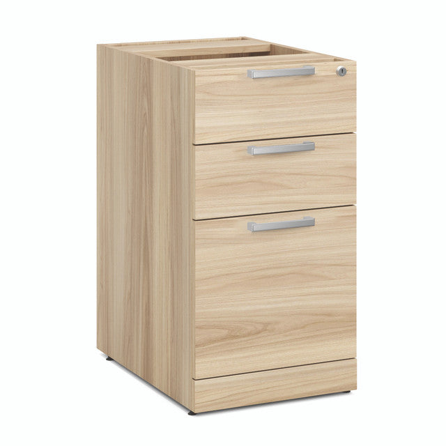 OfficeSource Laminate 3 Drawer Deluxe Full Pedestal - Box/File - American Elm