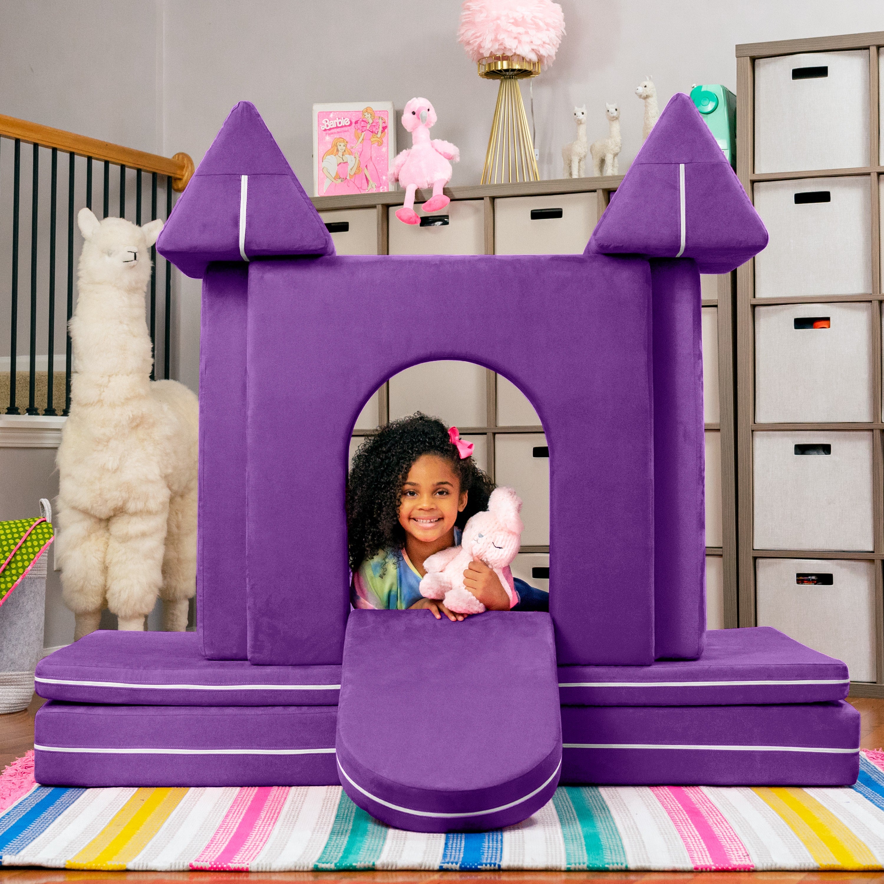 Jaxx Zipline Playscape Castle Gate - Playtime Furniture for Imaginative Kids, Grape
