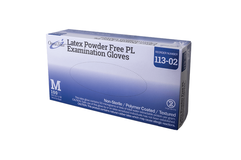 OmniTrust Latex Powder Free PL Examination Gloves (Medium), 100 Pcs/Box, 10 Box/Cs