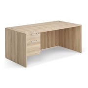OfficeSource OS Laminate Collection Single 3/4 Pedestal Desk - 71" x 36" - American Elm