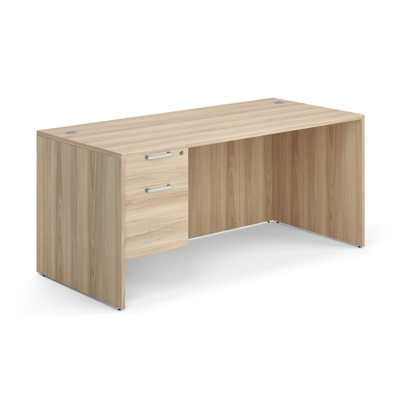 OfficeSource OS Laminate Collection Single 3/4 Pedestal Desk - 66" x 30" - American Elm