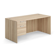 OfficeSource OS Laminate Collection Single 3/4 Pedestal Desk - 66" x 30" - American Elm