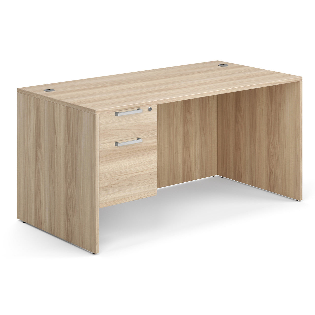 OfficeSource OS Laminate Collection Single 3/4 Pedestal Desk - 60" x 30" - American Elm