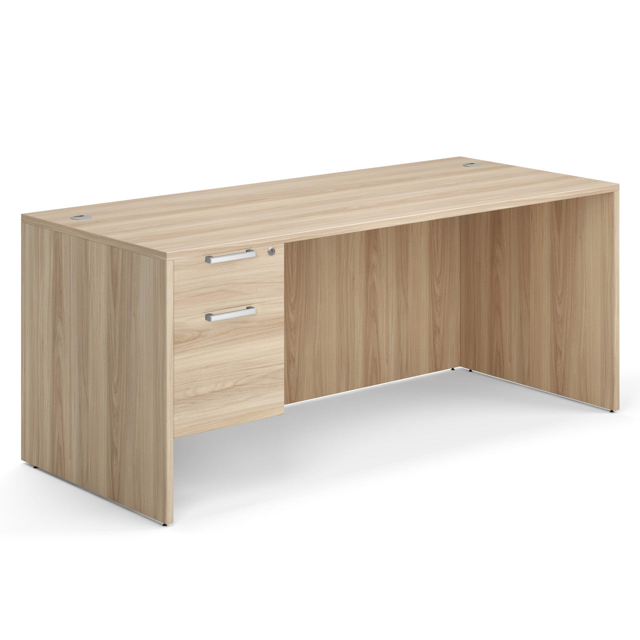 OfficeSource OS Laminate Collection Single 3/4 Pedestal Desk - 71" x 30" - American Elm