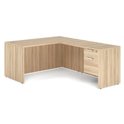 OfficeSource OS Laminate Collection Single 3/4 Pedestal ''L'' Desk - 71'' x 30'' - American Elm