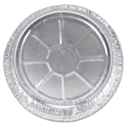 Round Aluminum Container with Lid, 48 oz, 9" Diameter, Silver, 500/Carton
