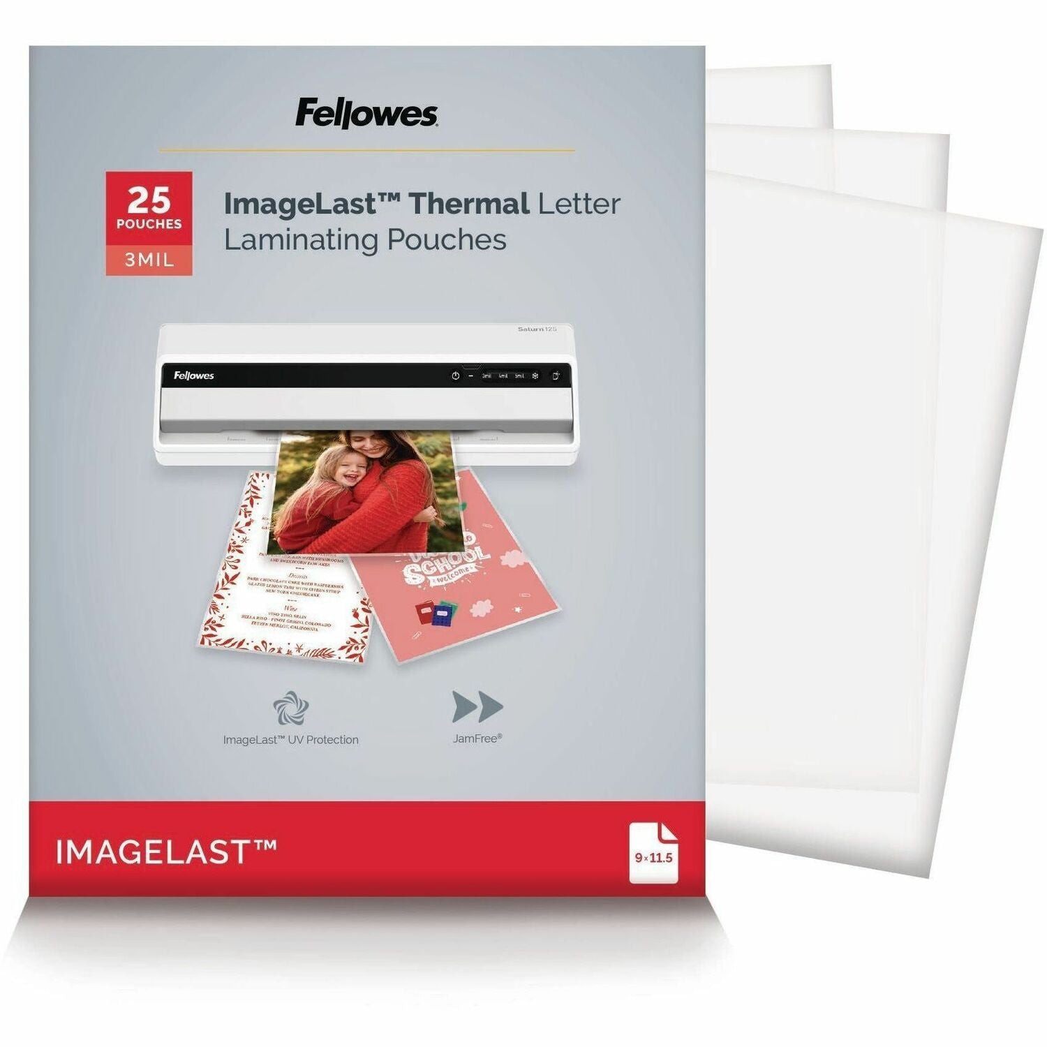 Sheet Size Supported: Letter - Laminating Pouch/Sheet Size: 9" Width x 3 mil Thickness - Type G - Glossy - for Document - Self-adhesive, Durable, UV Resistant, Fade Resistant, Jam-free - Clear - 25 / Pack