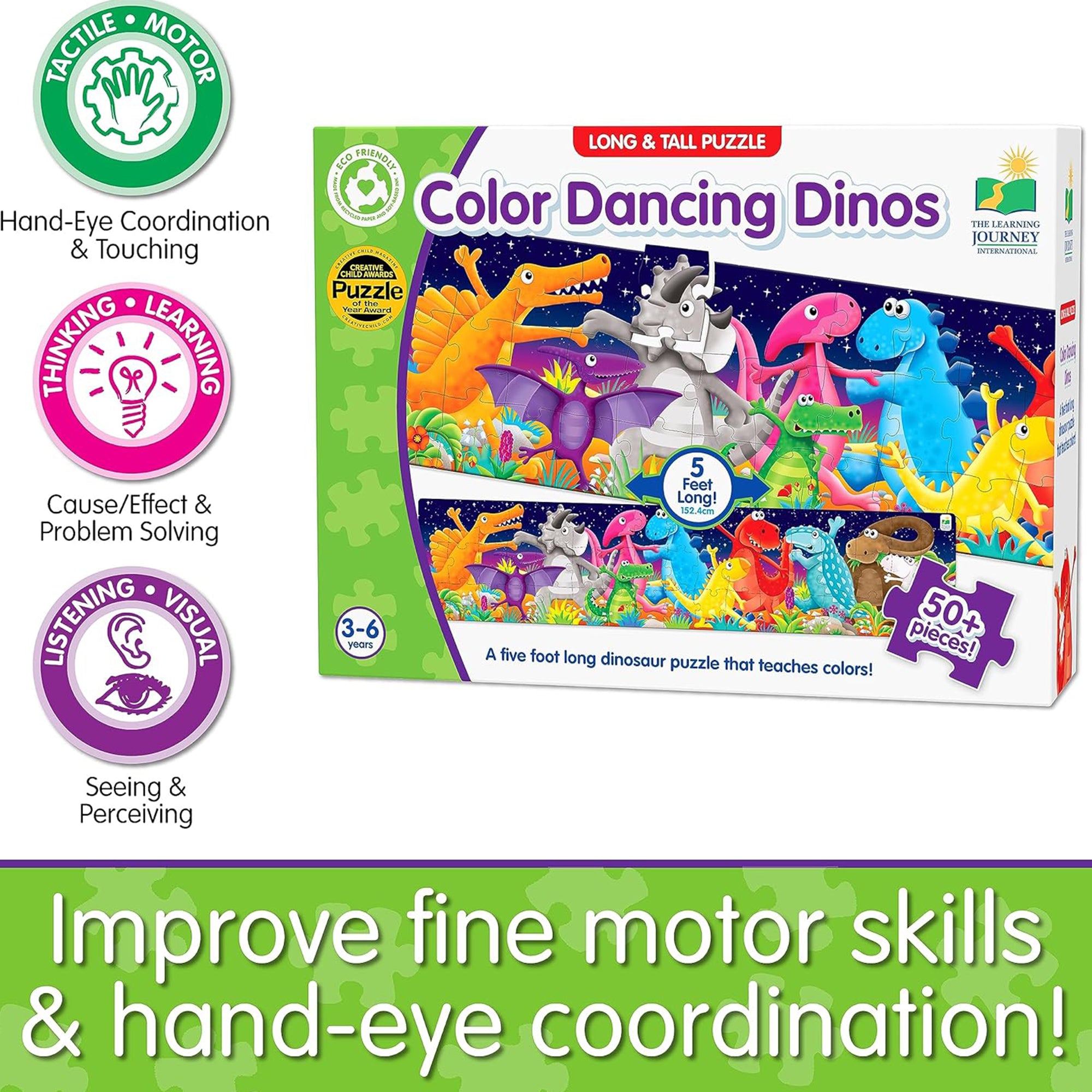 Long & Tall Puzzles - Color Dancing Dinos