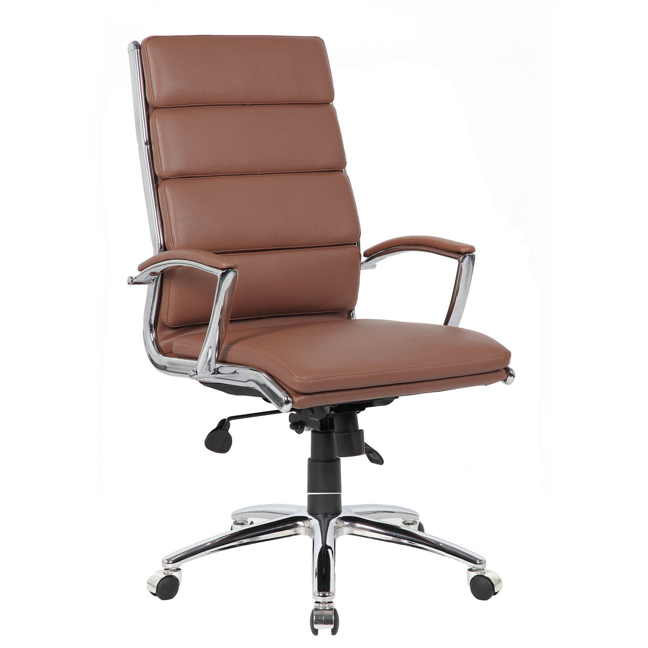 OfficeSource Merak Executive High Back with Chrome Base - Caramel PU Leather