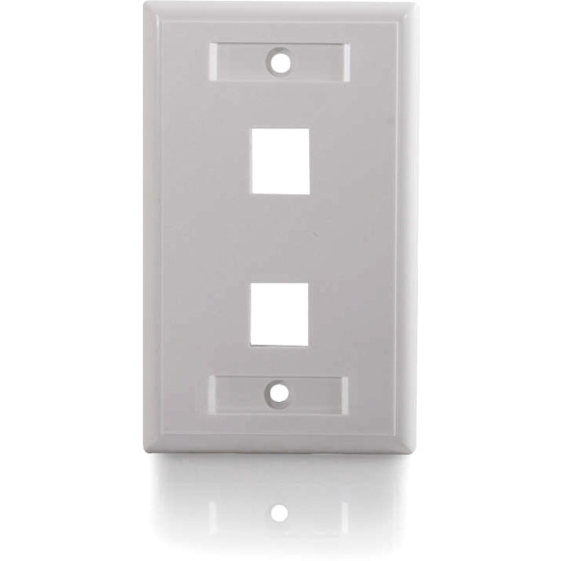 C2G 2 Socket Keystone Network/Multimedia Faceplate - 2 x Total Number of Socket(s) - 1-gang - Flush Mount - White - 1 Each