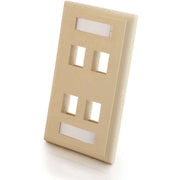 C2G 4 Socket Keystone Network/Multimedia Faceplate - 4 x Total Number of Socket(s) - 1-gang - Flush Mount - Ivory - 1 Each