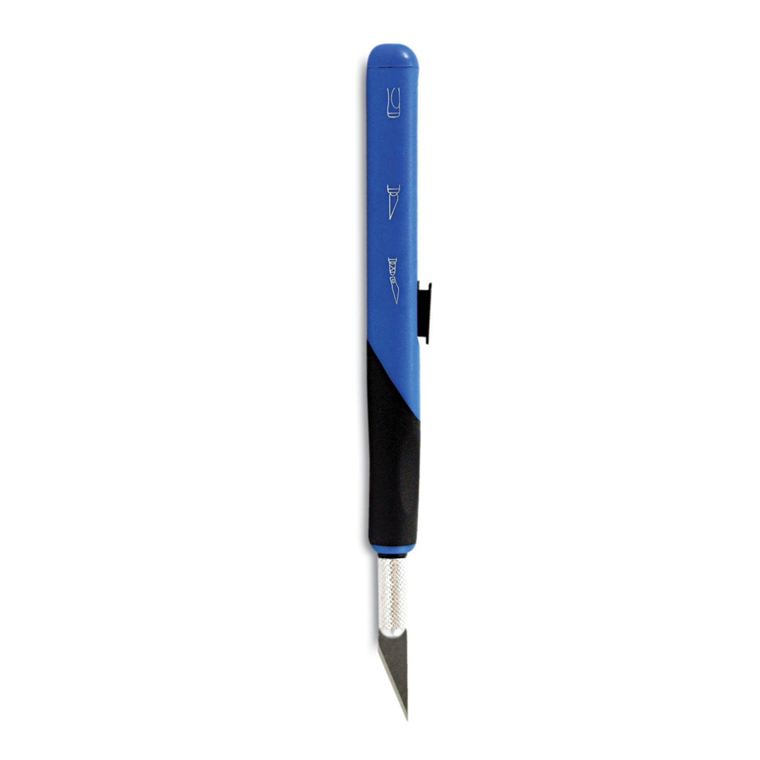 1 Carbon Steel Blade - Retractable, Comfortable Grip, Anti-roll, Durable, Replaceable Blade - Metal - Blue - 1 Each