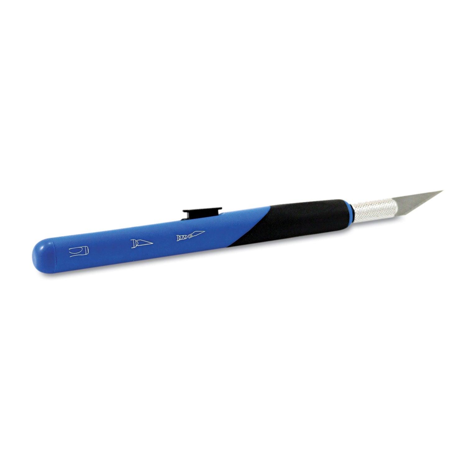 1 Carbon Steel Blade - Retractable, Comfortable Grip, Anti-roll, Durable, Replaceable Blade - Metal - Blue - 1 Each