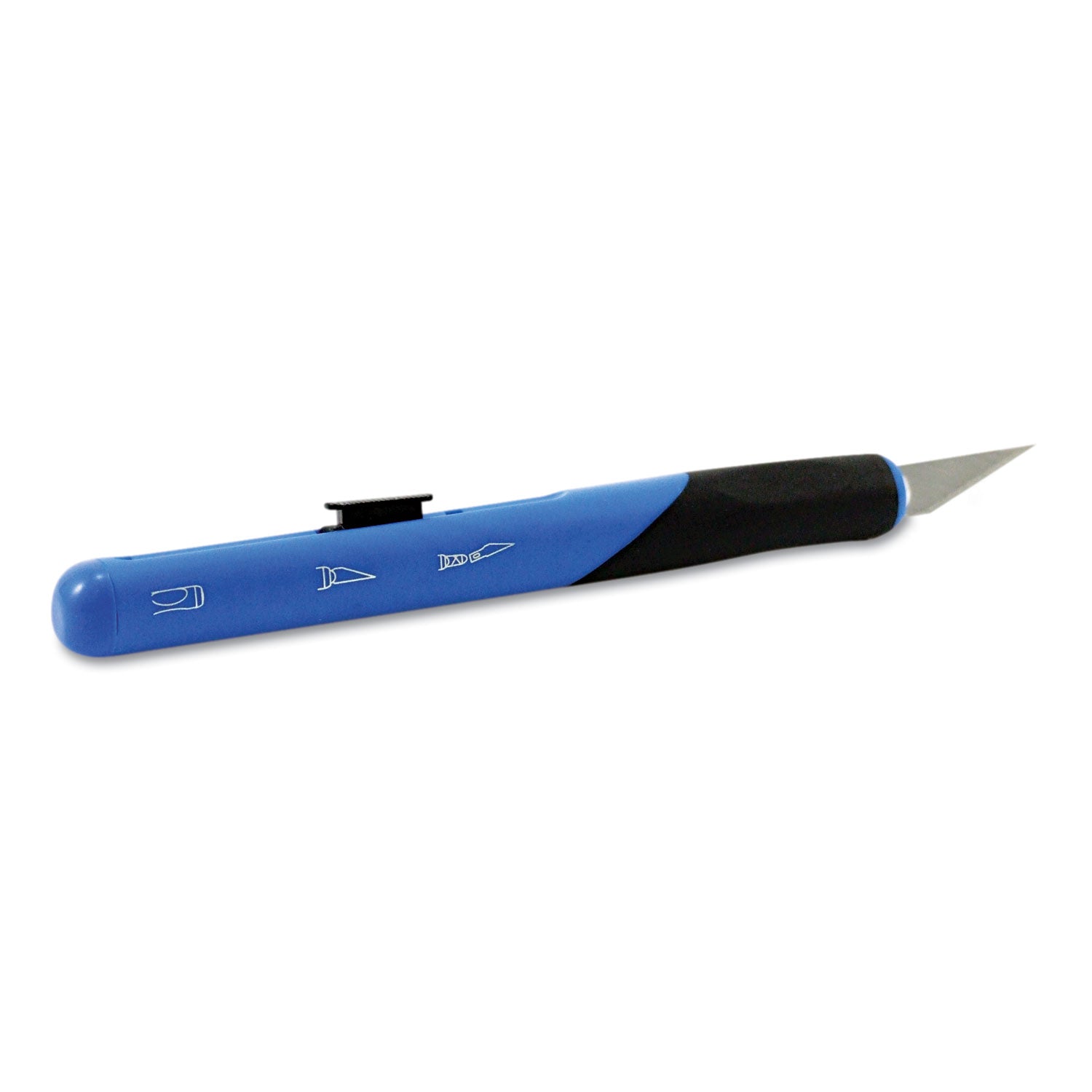 1 Carbon Steel Blade - Retractable, Comfortable Grip, Anti-roll, Durable, Replaceable Blade - Metal - Blue - 1 Each