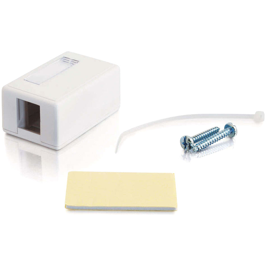 C2G 1 Socket Keystone Jack Surface Mounting Box - 1 x Total Number of Socket(s) - White - 1