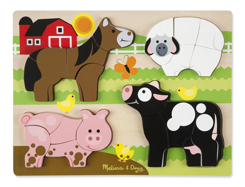 Melissa & Doug Farm Animals Wooden Chunky Jigsaw Puzzle (20 Pcs)