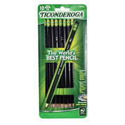 Ticonderoga Wood-Cased Pencils  Pre-Sharpened  #2 HB Soft  Black  10 Count