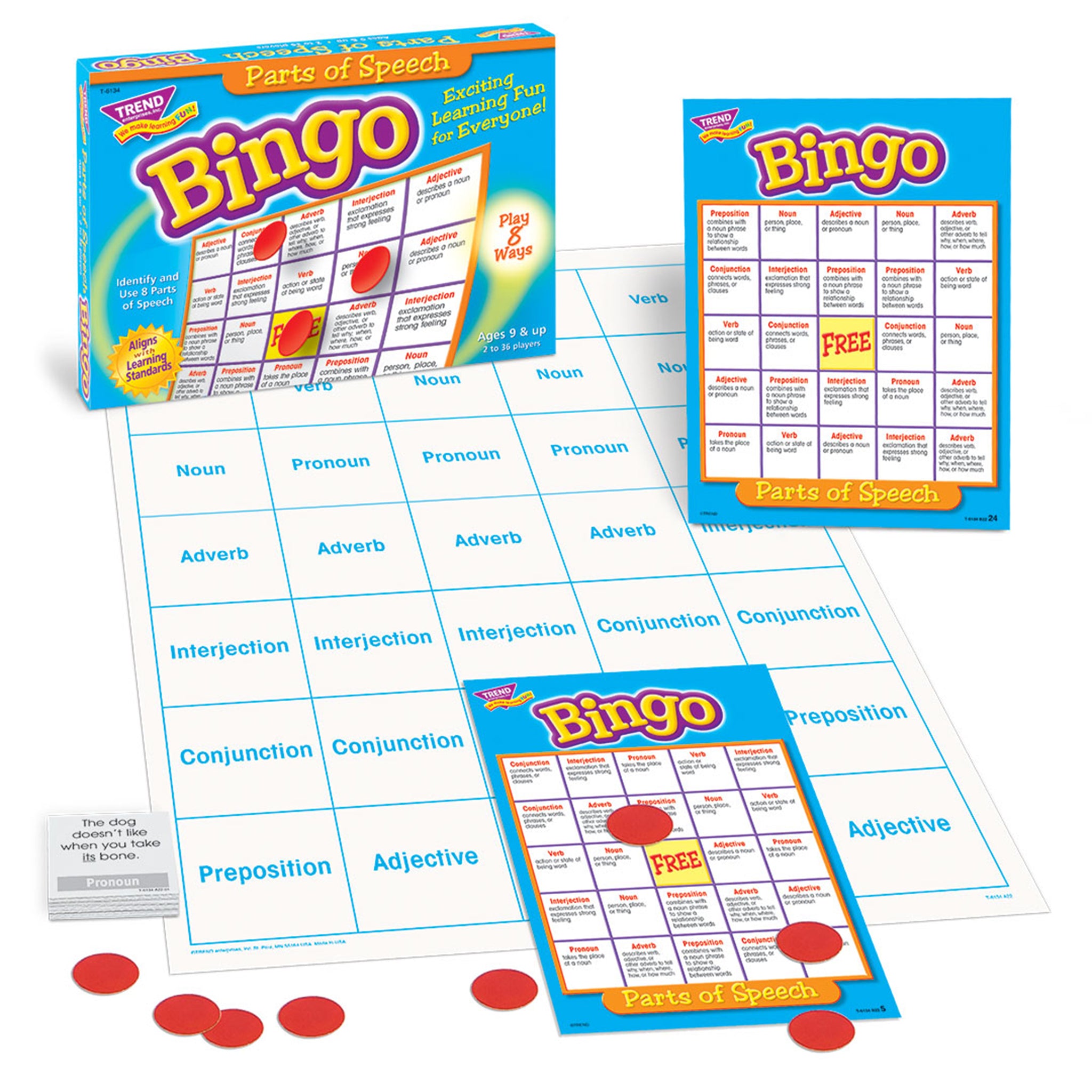 BINGO PARTS OF SPEECH AGES 8 & UP