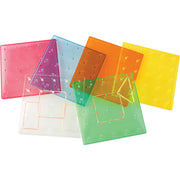 Transparent Rainbow Colored Geoboards, 5 x 5 pin array, 6", Set of 6