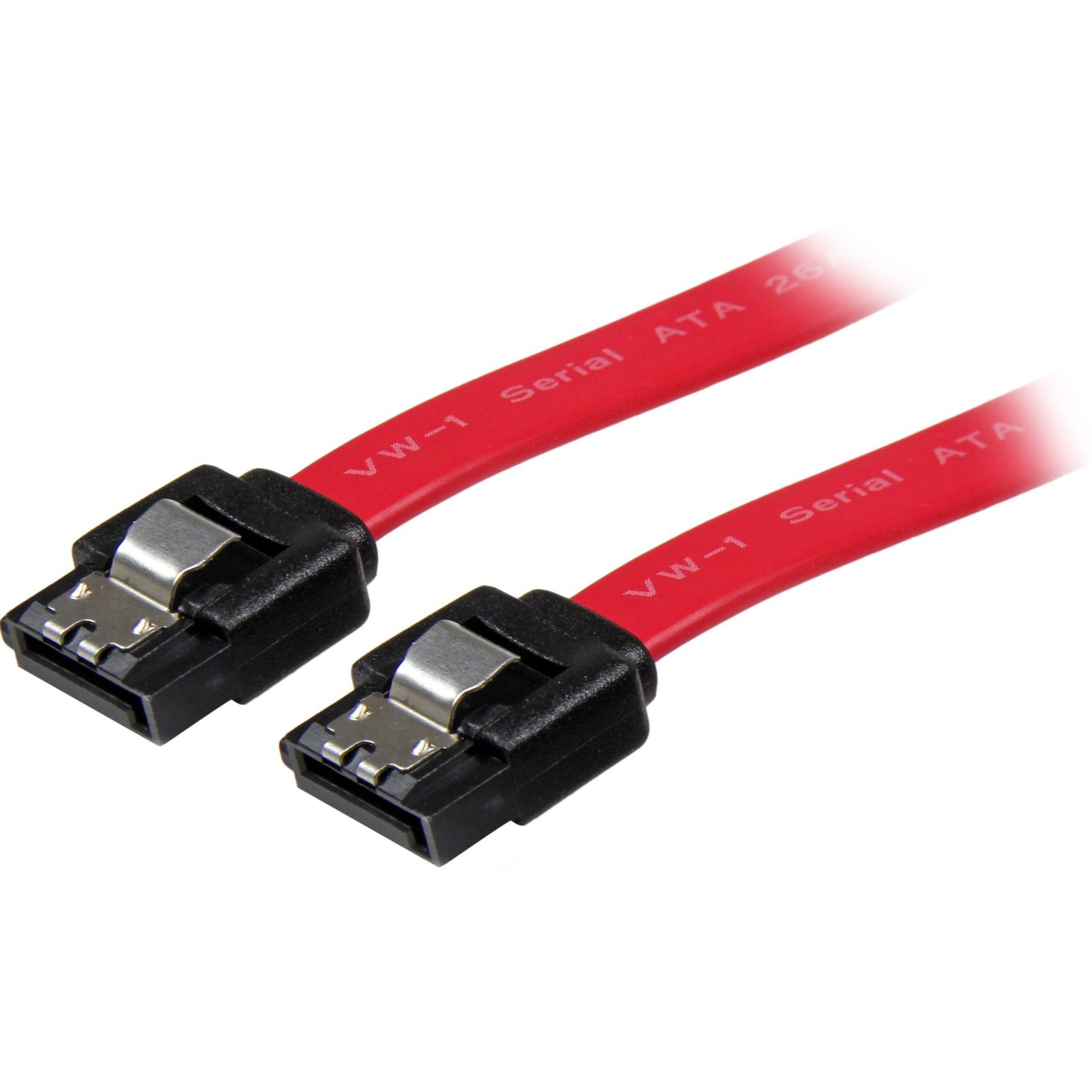 StarTech.com Latching SATA Cable - 1.50 ft SATA Data Transfer Cable for Hard Drive, Expansion Card, Mounting Bracket, RAID Controller - First End: 1 x 7-pin SATA 3.0 - Male - Second End: 1 x 7-pin SATA 3.0 - Male - 6 Gbit/s - Red - 1 Each