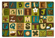 KIDSoft Alphabet Blocks Rug Nature Colors - 8ft 4in x 13ft 4in - Rectangle - Brown