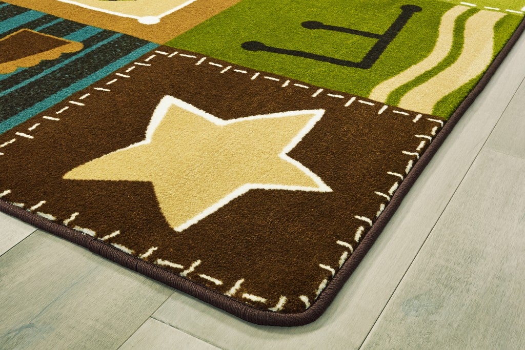 KIDSoft Alphabet Blocks Rug Nature Colors - 8ft 4in x 13ft 4in - Rectangle - Brown