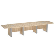 OfficeSource Laminate Expandable Boat Shaped Conference Table with Elliptical Base - 14' - American Elm