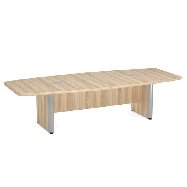 OfficeSource  Boat Shaped Conference Table with Elliptical Base - 10' - American Elm