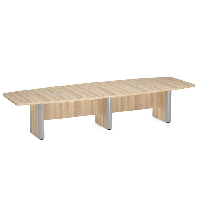 OfficeSource  Boat Shaped Conference Table with Elliptical Base - 12' - American Elm