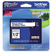 Tze Standard Adhesive Laminated Labeling Tape, 0.47" X 26.2 Ft, Black On White