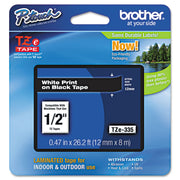 Tze Standard Adhesive Laminated Labeling Tape, 0.47" X 26.2 Ft, White On Black