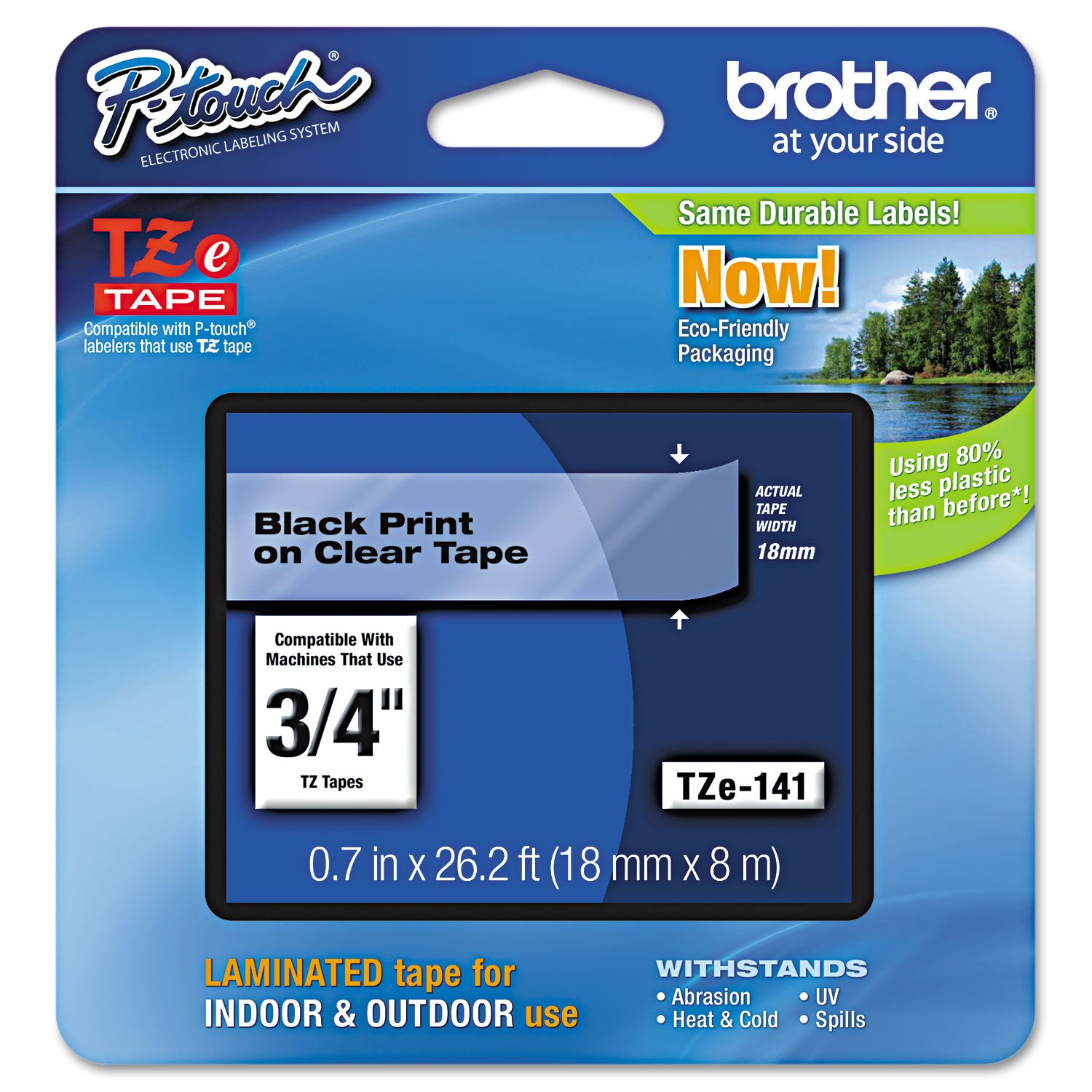 Tze Standard Adhesive Laminated Labeling Tape, 0.7" X 26.2 Ft, Black On Clear