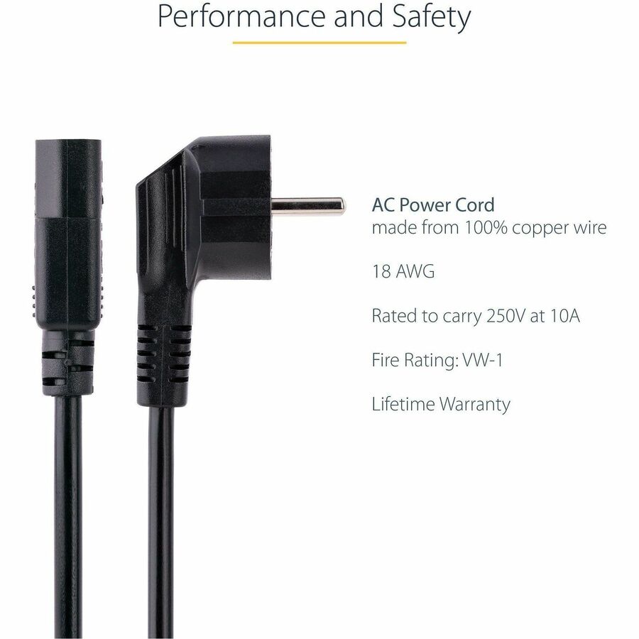 StarTech.com Standard Power Cord - For Desktop Computer, Monitor, Printer, Scanner - 250 V AC / 10 A - Black - 5.91 ft Cord Length - Schuko CEE 7/7 / IEC 60320 C13 - 1 Each