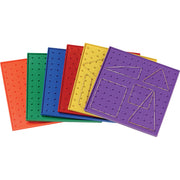 Opaque Rainbow Colored Geoboards, double sided, 9", Set of 6
