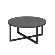 OfficeSource Kora Round Occasional Table with Black Metal Base - Coastal Gray