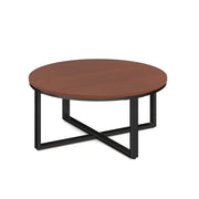 OfficeSource Kora Round Occasional Table with Black Metal Base - Cherry