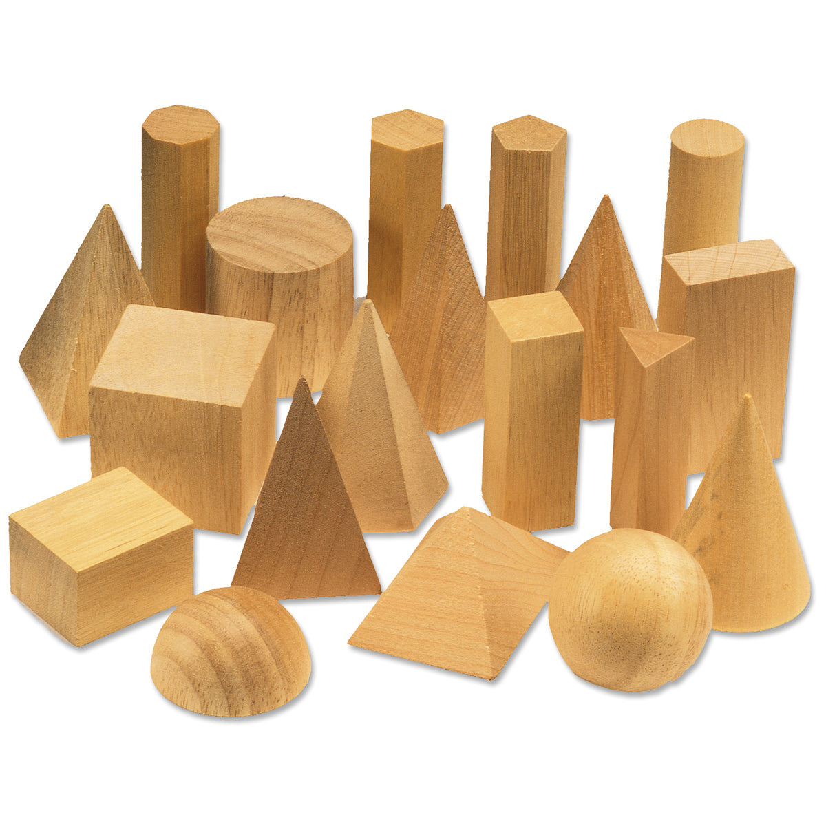 Geometric Solids, Wooden 19 pieces