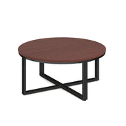 OfficeSource Kora Round Occasional Table with Black Metal Base - Mahogany