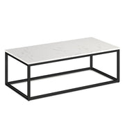 OfficeSource Lenox 24" x 48" Rectangular Coffee Table with Black Metal Base - Quartz White
