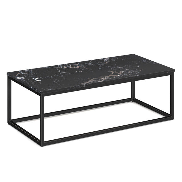 OfficeSource Lenox 24" x 48" Rectangular Coffee Table with Black Metal Base - Quartz Black