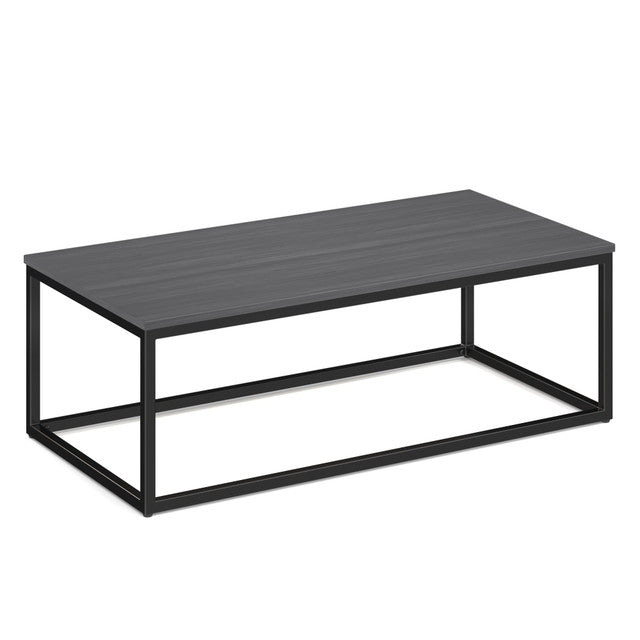 OfficeSource Lenox 24" x 48" Rectangular Coffee Table with Black Metal Base - Coastal Gray