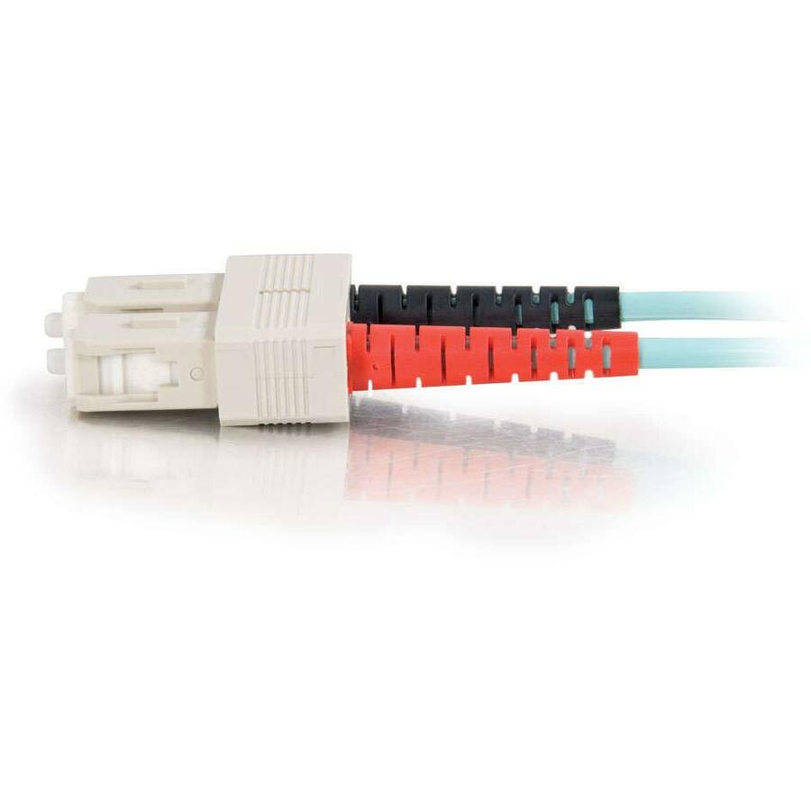 C2G Fiber Optic Duplex Patch Cable - 9.84 ft Fiber Optic Network Cable for Network Device - First End: 2 x SC Network - Male - Second End: 2 x SC Network - Male - 10 Gbit/s - Patch Cable - Duplex - 50/125 &micro;m - Aqua - 1 Each