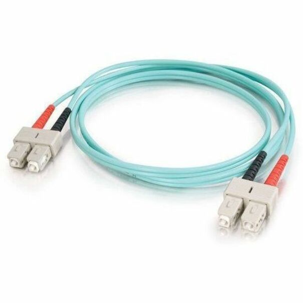 C2G Fiber Optic Duplex Patch Cable - 9.84 ft Fiber Optic Network Cable for Network Device - First End: 2 x SC Network - Male - Second End: 2 x SC Network - Male - 10 Gbit/s - Patch Cable - Duplex - 50/125 &micro;m - Aqua - 1 Each