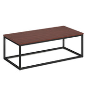 OfficeSource Lenox 24" x 48" Rectangular Coffee Table with Black Metal Base - Mahogany