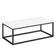 OfficeSource Lenox 24" x 48" Rectangular Coffee Table with Black Metal Base - White