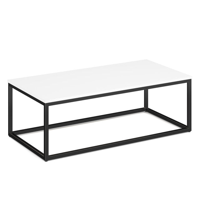 OfficeSource Lenox 24" x 48" Rectangular Coffee Table with Black Metal Base - White