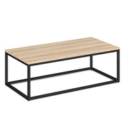 OfficeSource Lenox 24" x 48" Rectangular Coffee Table with Black Metal Base - American Elm