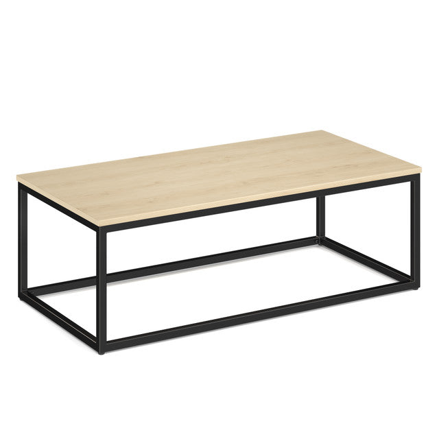 OfficeSource Lenox 24" x 48" Rectangular Coffee Table with Black Metal Base - Maple