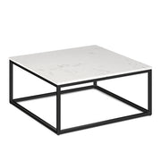 OfficeSource Lenox 36" Square Coffee Table with Black Metal Base - Quartz White