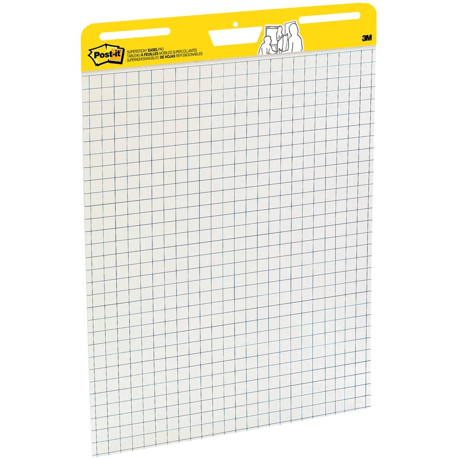 Post-it Self-Stick Easel Pad Value Pack, 25" x 30", White, Feint Ruling, Blue Margin, 30 Sheets per Pad, 2 Pads per Carton, Stapled, Self-adhesive, Repositionable, Sturdy Back, Cardboard Cover